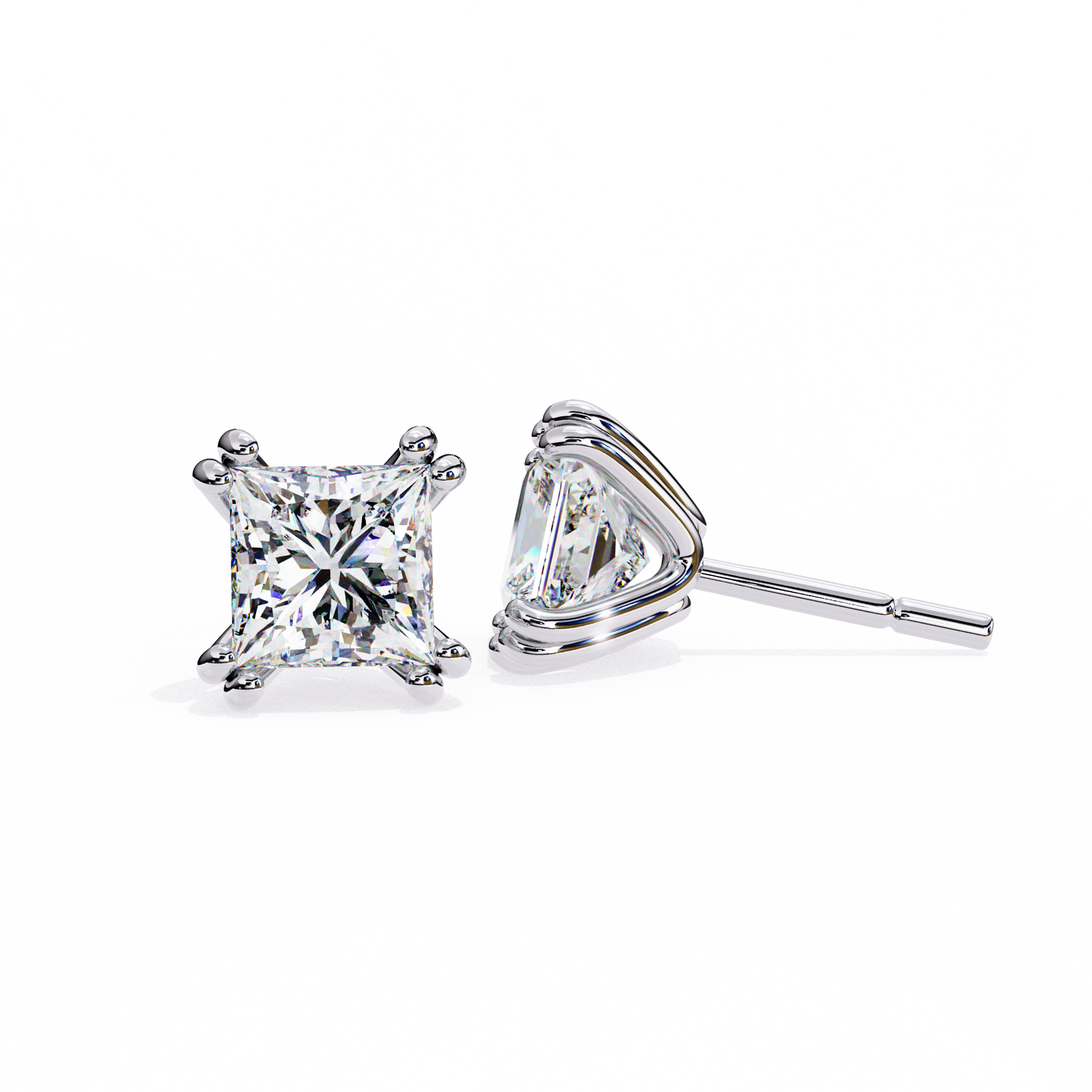 timeless radiance princess moissanite stud earrings – finora jewelry