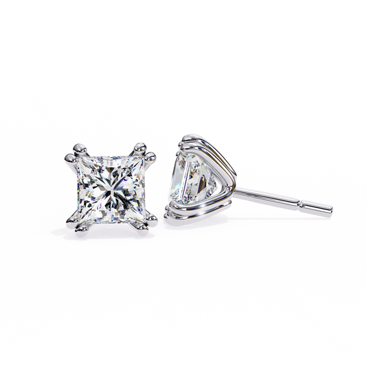 Timeless Radiance Princess Moissanite Stud Earrings – Finora Jewelry