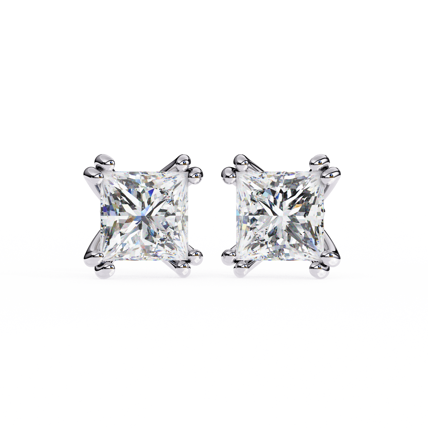 timeless radiance princess moissanite stud earrings – finora jewelry