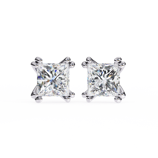 Timeless Radiance Princess Moissanite Stud Earrings – Finora Jewelry