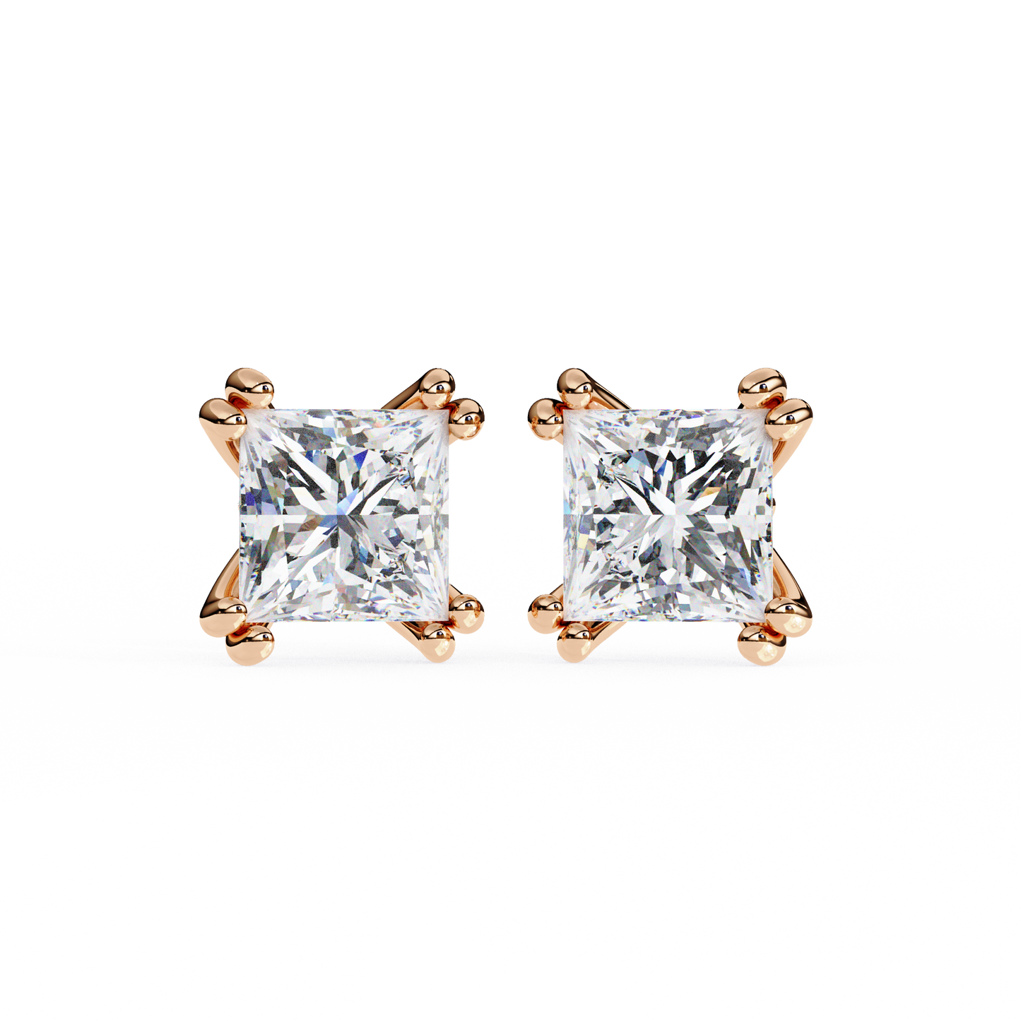 timeless radiance princess moissanite stud earrings – finora jewelry