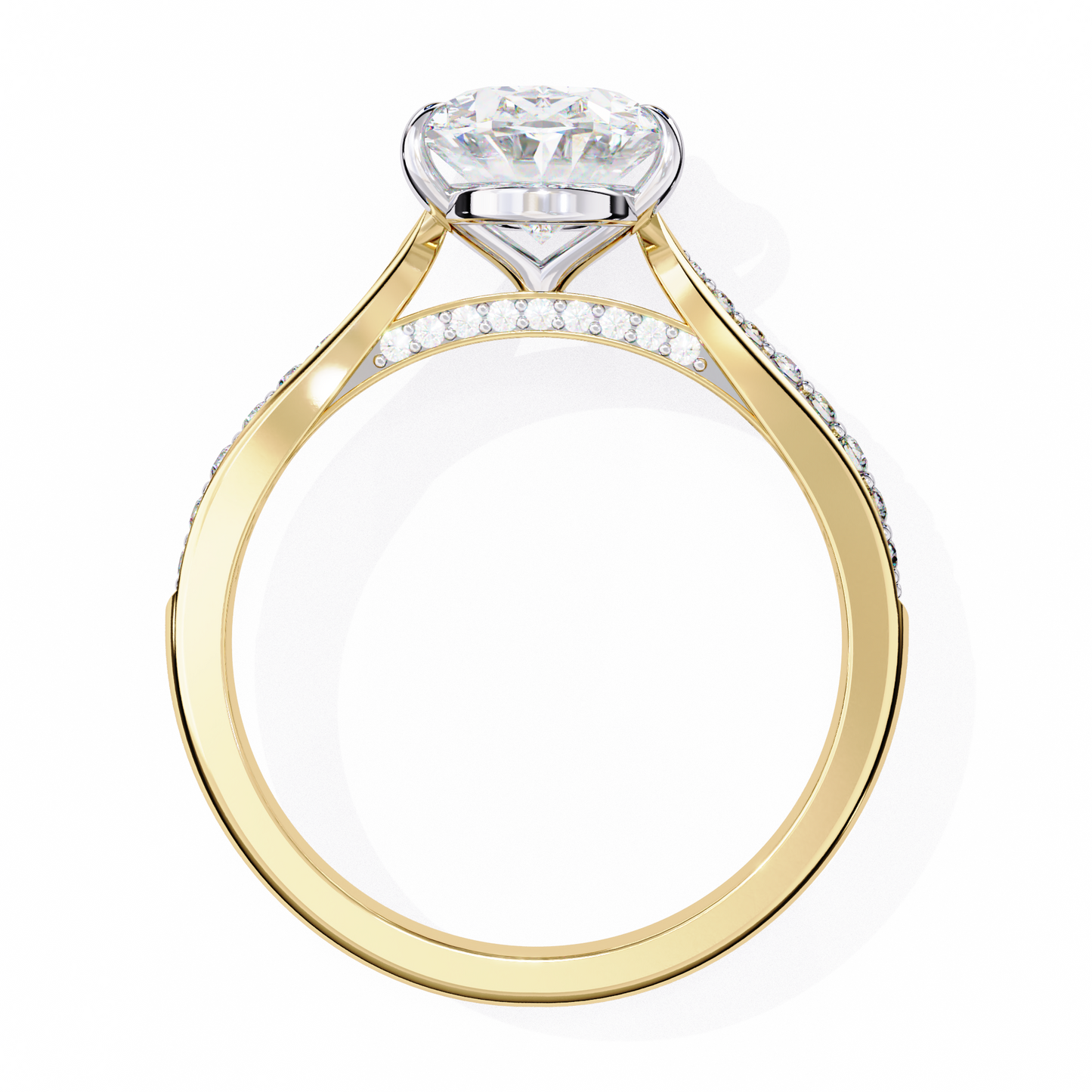 elegant oval cut engagement ring with diamond-accented band – timeless gift for her – classic solitaire setting in white gold, platinum or silver – finora signature sparkle