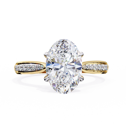Elegant Oval Cut Engagement Ring with Diamond-Accented Band – Timeless Gift for Her – Classic Solitaire Setting in White Gold, Platinum or Silver – Finora Signature Sparkle