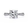 Cushion Cut Diamond Engagement Ring with Pavé Band – Classic Sparkle in White Gold or Platinum – Finora Elegant Solitaire Design – Timeless Gift for Her