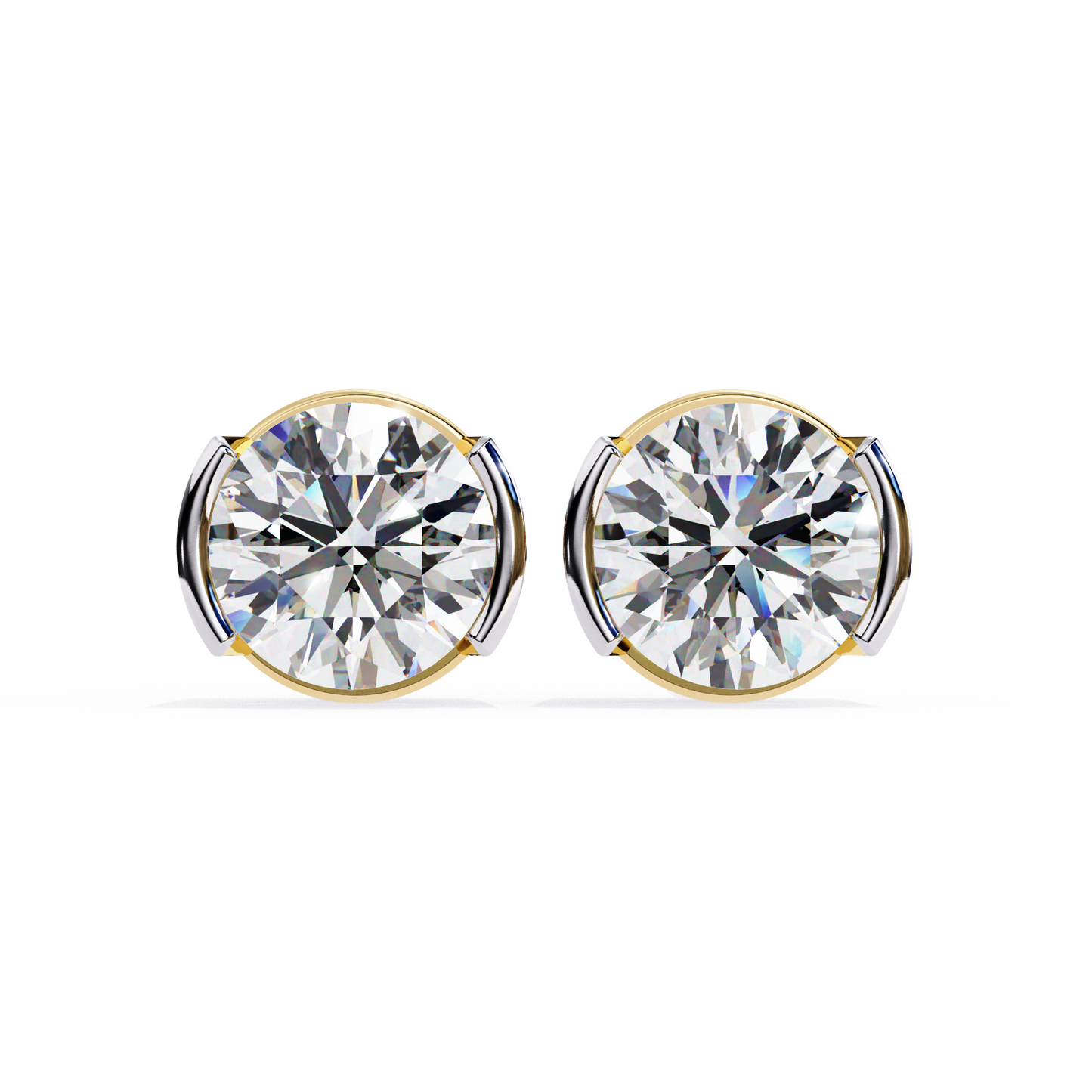 timeless radiance modern round moissanite stud earrings – finora jewelry