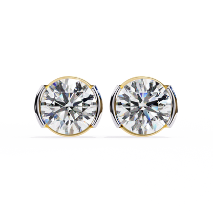 Timeless Radiance Modern Round Moissanite Stud Earrings – Finora Jewelry
