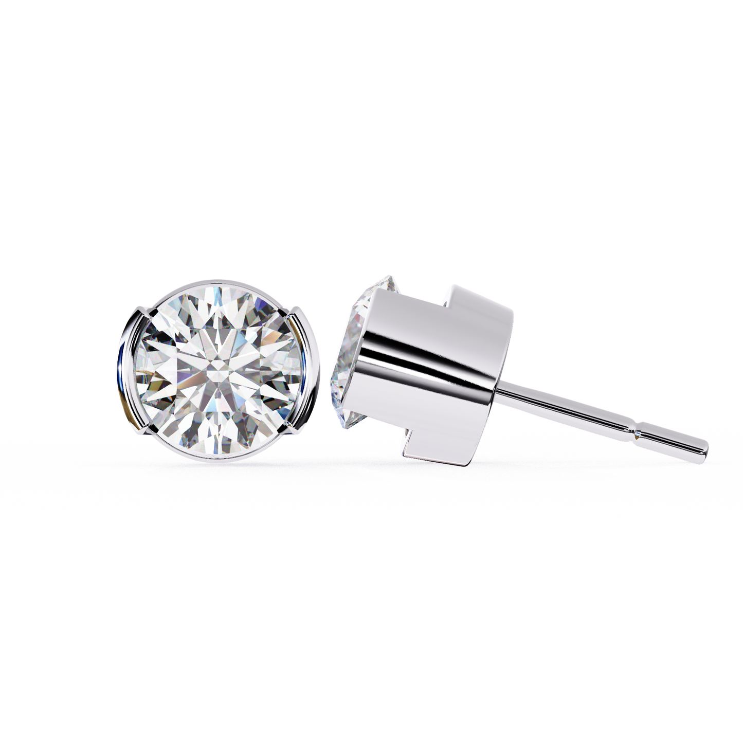 timeless radiance modern round moissanite stud earrings – finora jewelry