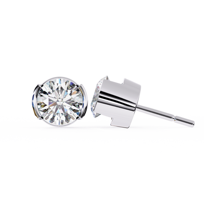 Timeless Radiance Modern Round Moissanite Stud Earrings – Finora Jewelry