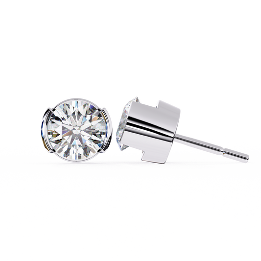 Timeless Radiance Modern Round Moissanite Stud Earrings – Finora Jewelry