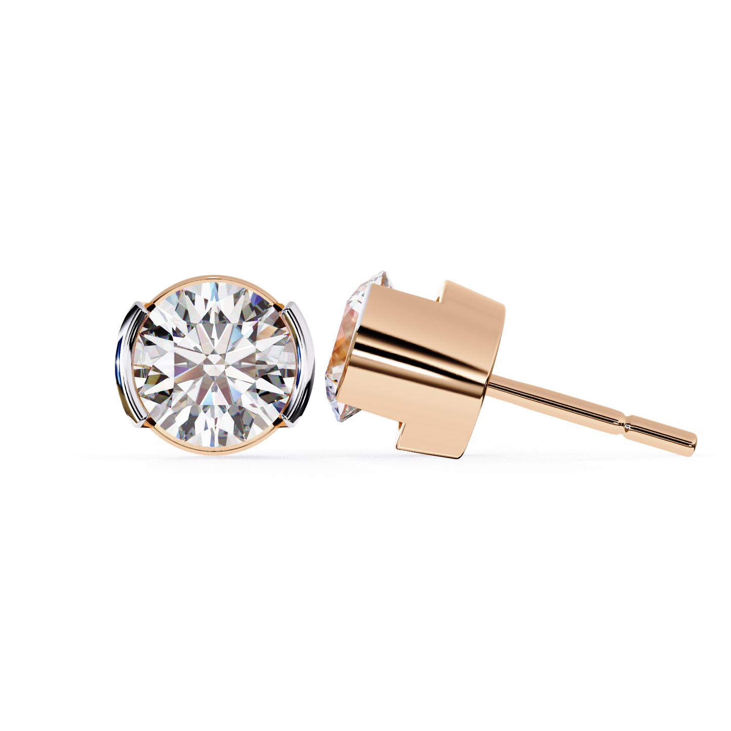 timeless radiance modern round moissanite stud earrings – finora jewelry