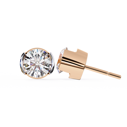 Timeless Radiance Modern Round Moissanite Stud Earrings – Finora Jewelry