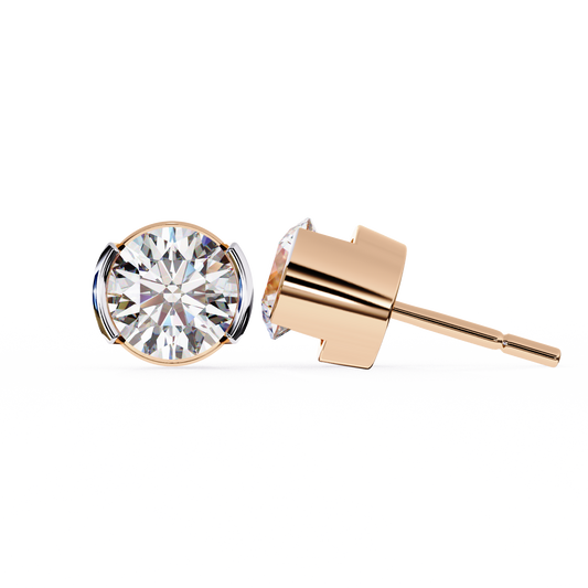 Timeless Radiance Modern Round Moissanite Stud Earrings – Finora Jewelry