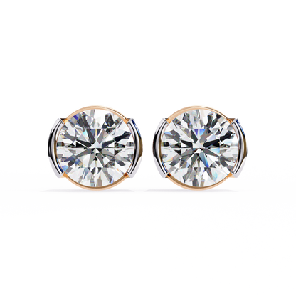 Timeless Radiance Modern Round Moissanite Stud Earrings – Finora Jewelry