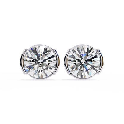 Timeless Radiance Modern Round Moissanite Stud Earrings – Finora Jewelry