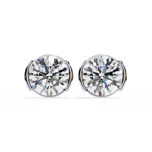 Timeless Radiance Modern Round Moissanite Stud Earrings – Finora Jewelry