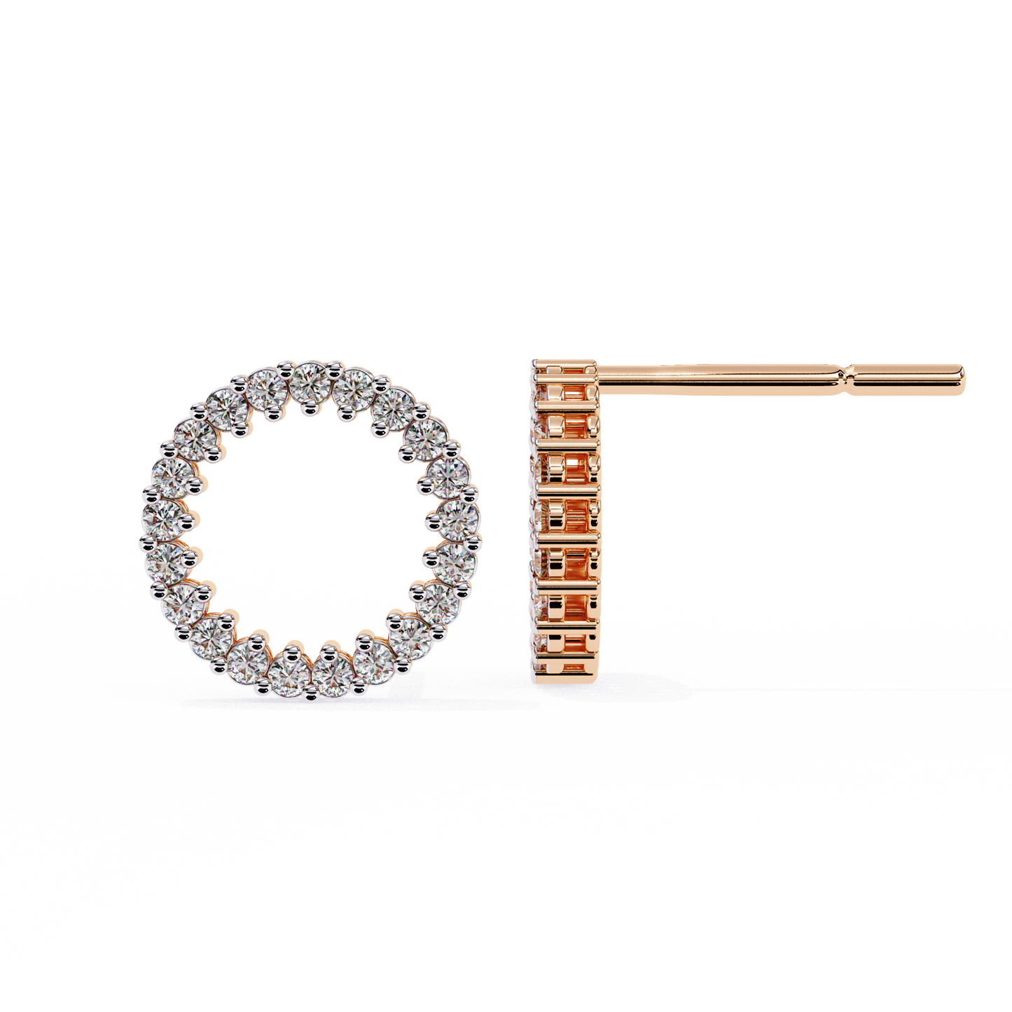 luna circle pavé diamond stud earring – finora jewelry