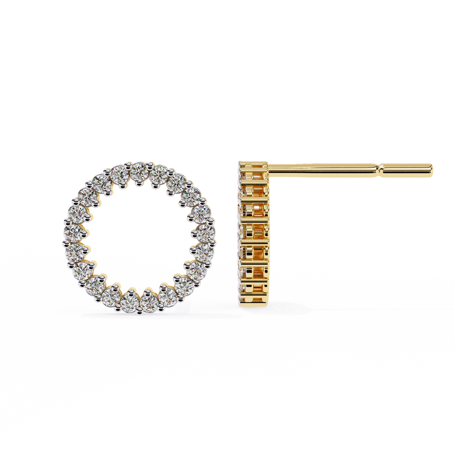 luna circle pavé diamond stud earring – finora jewelry