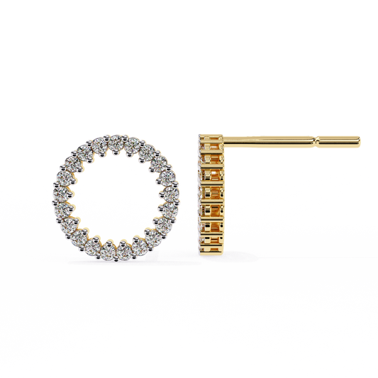 Luna Circle Pavé Diamond Stud Earring – Finora Jewelry