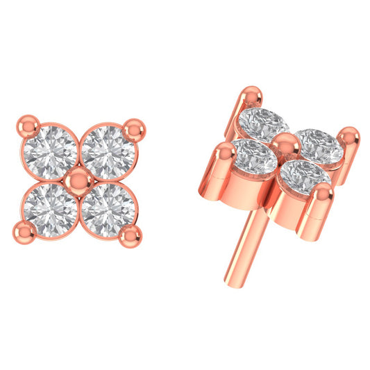 Round Cut Moissanite Diamond Flower Cluster Stud Earrings – Four Stone Cluster Studs | Finora Jewelry