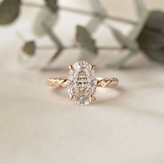 Twisted Band Oval Ring – Luxury Handmade Gold Jewelry – Timeless Engagement Ring