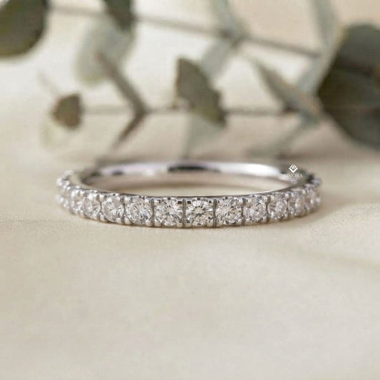 Classic Pavé Diamond Eternity Band Ring in 925 Silver, 10K/14K Gold (Rose/White/Yellow), & Platinum – Finora Jewelry