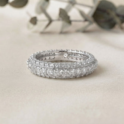 Round Cut Moissanite Full Eternity Wedding Band in 925 Sterling Silver – Finora Jewelry