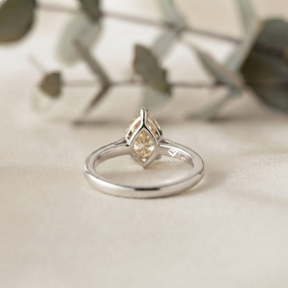 Sunshine Yellow Oval Gem Ring  –  14K Gold Elegant Engagement Ring