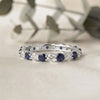 Blue & Colorless Round Cut Moissanite Full Eternity Wedding Band, Stackable Ring – Finora Jewelry