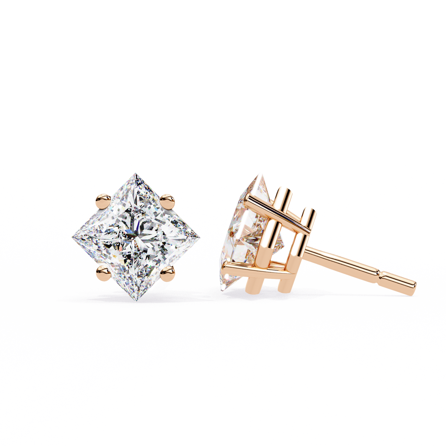 celebrate modern brilliance with the princess cut diamond stud earrings from finora signature sparkle.