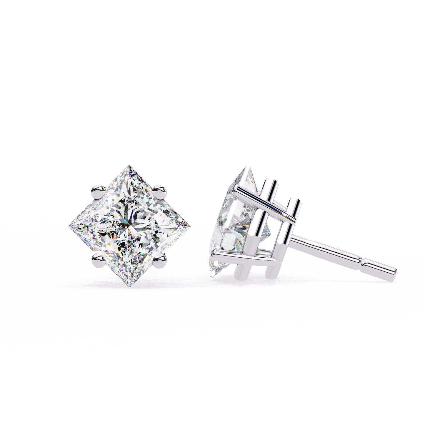 celebrate modern brilliance with the princess cut diamond stud earrings from finora signature sparkle.