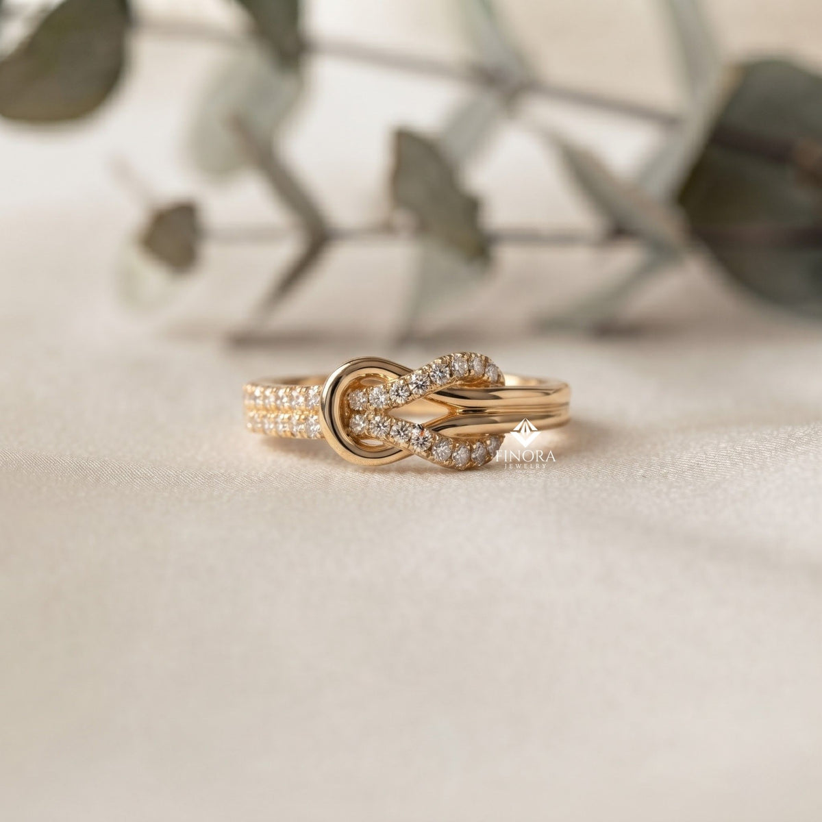 love knot diamond ring – infinity knot engagement band (10k-18k gold, sterling silver)