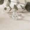 Elegant Oval Cut Engagement Ring with Diamond-Accented Band – Timeless Gift for Her – Classic Solitaire Setting in White Gold, Platinum or Silver – Finora Signature Sparkle