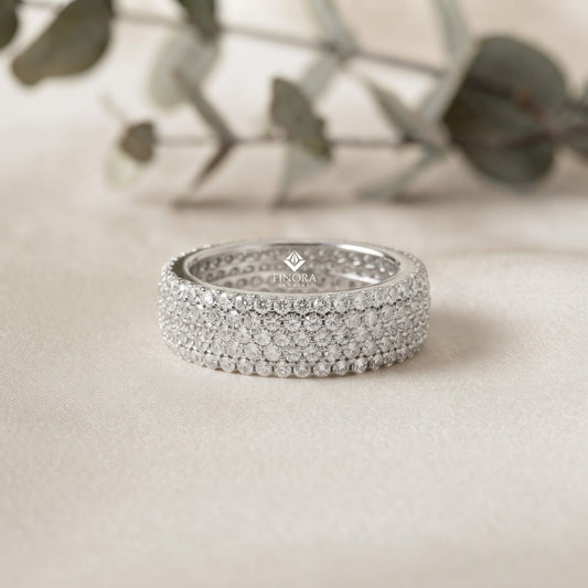 Five-Row Diamond Eternity Band – Bold Statement Wedding Ring – Finora Signature Radiance