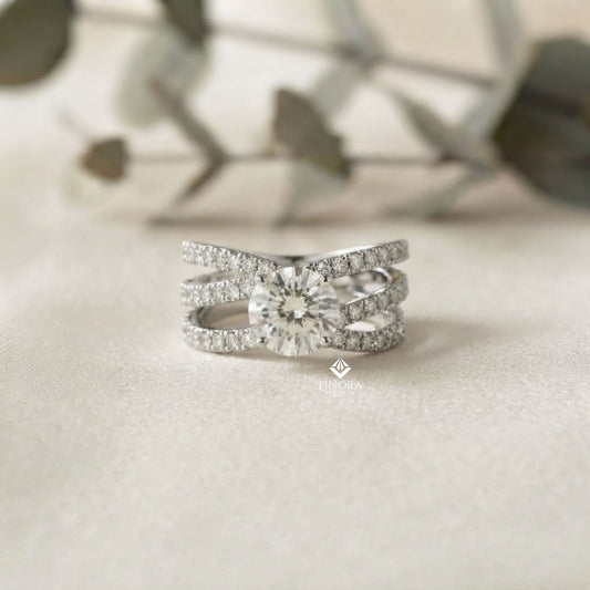 Round Cut Multi-Band Diamond Engagement Ring