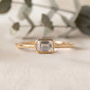 Emerald Cut Bezel Ring – Minimalist Gold Engagement Ring  – Modern Horizontal Baguette Ring