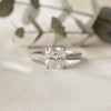 Cushion Cut Diamond Engagement Ring with Pavé Band – Classic Sparkle in White Gold or Platinum – Finora Elegant Solitaire Design – Timeless Gift for Her