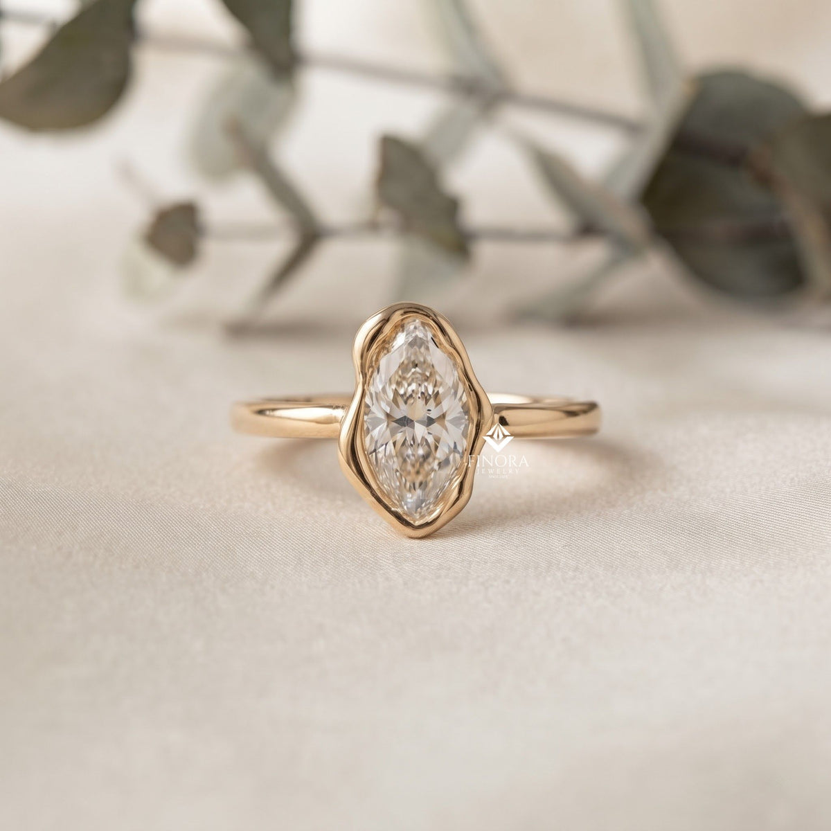 abstract bezel setting ring – modern engagement ring