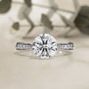 Brilliant Round Cut Engagement Ring with Pavé Diamond Band – Ideal Birthday Gift or Proposal Ring – Classic Elegance in Sterling Silver, 10K/14K Gold, or Platinum – Finora Luxe Edition