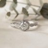 Rose Flower Engagement Ring –  Botanical Diamond Vine Band – Romantic Floral Gold Jewelry