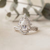 Pear Cut Moissanite Halo Engagement Ring 1.68 CT with Marquise & Round Side Stones in 925 Silver / 10K & 14K Gold