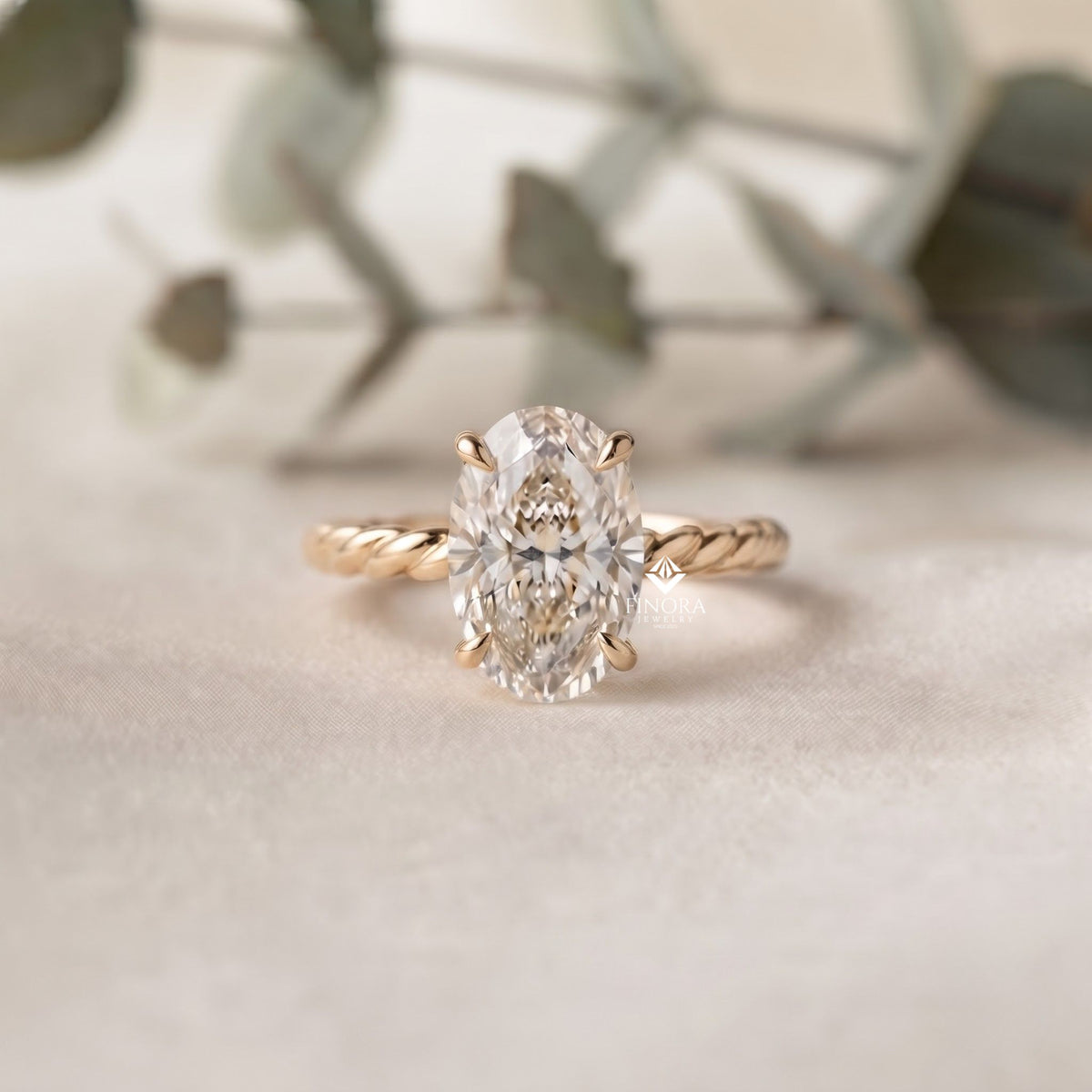 twisted band oval ring – luxury handmade gold jewelry – timeless engagement ring