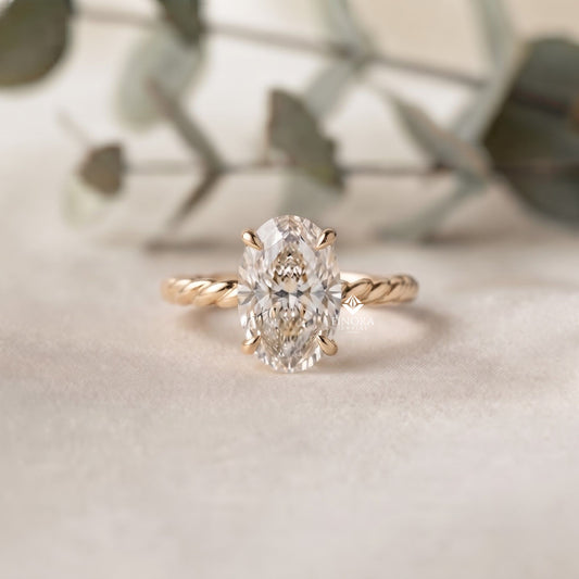 Twisted Band Oval Ring – Luxury Handmade Gold Jewelry – Timeless Engagement Ring