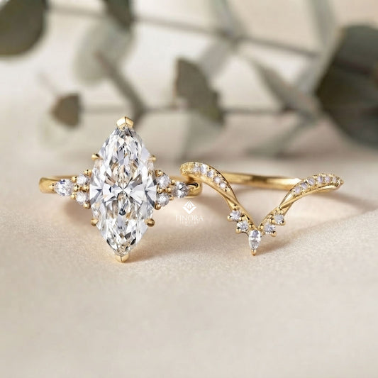 Marquise Cluster Bridal Set – Celestial Crown Ring