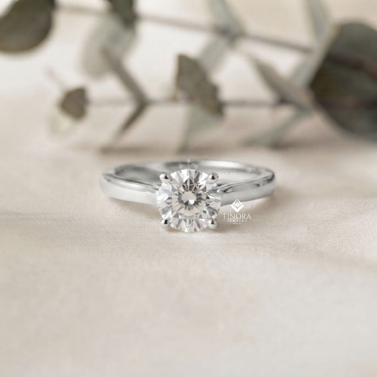round cut moissanite solitaire engagement ring – finora jewelry