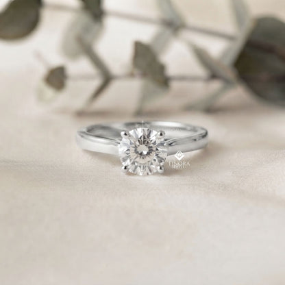 Round Cut Moissanite Solitaire Engagement Ring – Finora Jewelry