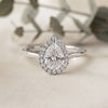 Pear Cut Moissanite Halo Engagement Ring – 925 Silver / 10K / 14K / Platinum / White / Yellow / Rose Gold – Finora Jewelry