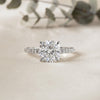 Cushion Cut Moissanite Engagement Ring – Pavé Band – Anniversary Ring for Her – 925 Silver / 10K & 14K Gold / Platinum | Finora Jewelry