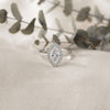 Marquise Cut Moissanite Halo Engagement Ring – 925 Silver / 10K / 14K / Platinum / White / Yellow / Rose Gold – Finora Jewelry