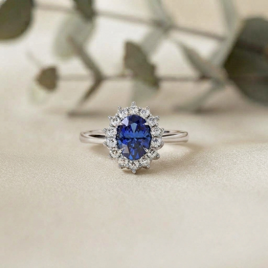 Blue Sapphire Engagement Ring | Sapphire Diamond Engagement Ring