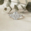 Finora Jewelry – Oval Cut Diamond Seven-Stone Ring – Scalloped Shoulder Design – Available in 10K, 14K Gold (White, Rose, Yellow), 925 Silver & Platinum